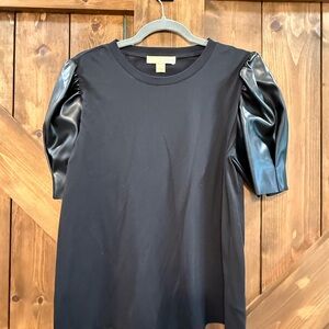Michael Kors Black Satin Puff Sleeve Tee